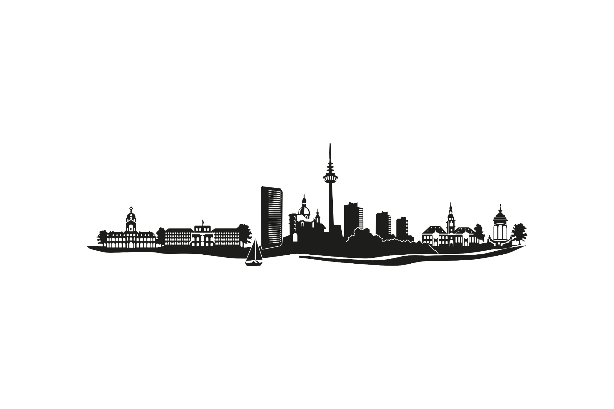 Silhouette s/w Mannheim mit Rahmen