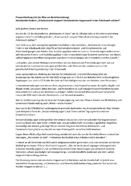 Pressemitteilung 12. Konferenz