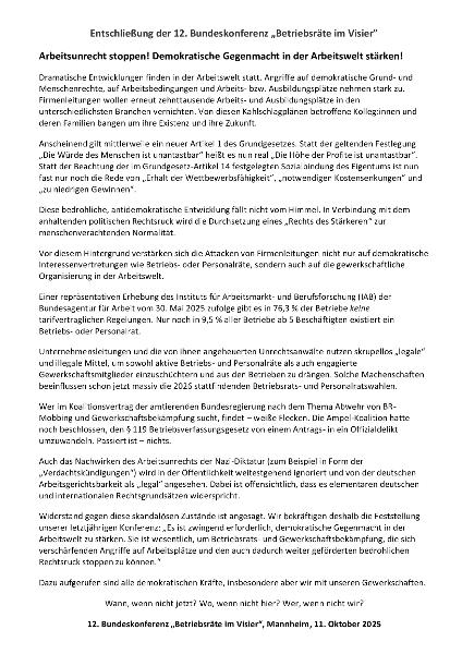 Entschließung der 12. Konferenz